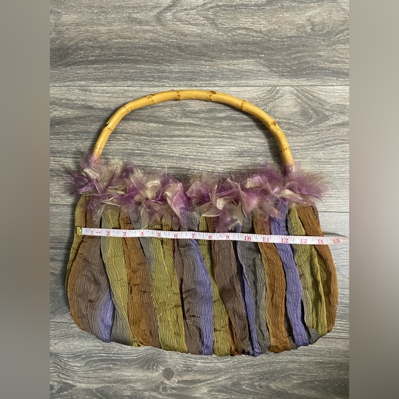 Vintage farnine Chiffon Ambre Purse with Banboo Handle - Picture 7 of 13